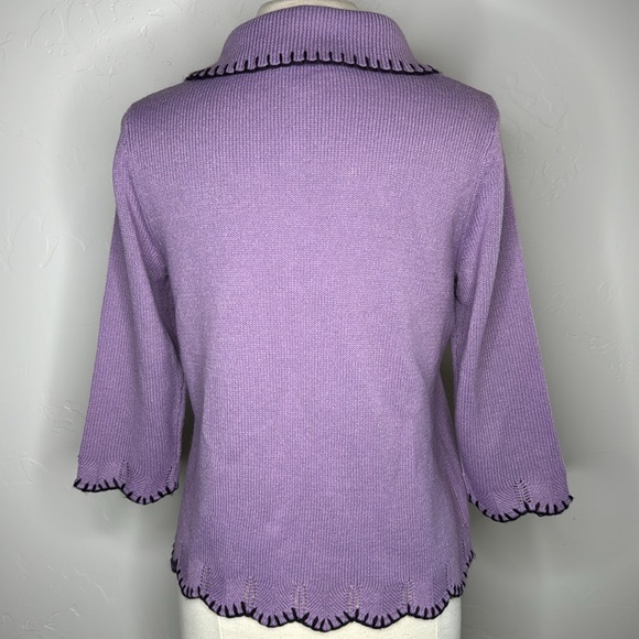 Vintage Christopher & Banks purple embroidered sweater Size Medium - Picture 6 of 12
